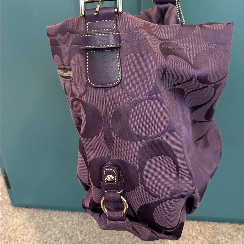 Coach purple Signature Duffle Shoulder Bag with matching wristlet F15067 - Picture 6 of 16